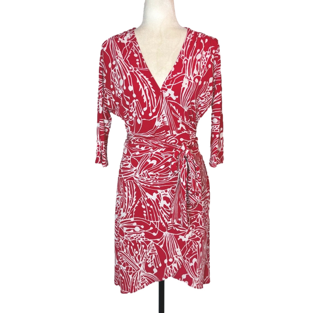 Marciano red and white wrap dress